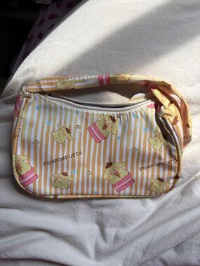 Sanrio Pompompurin Yellow and Pink Stripe Shoulder Bag